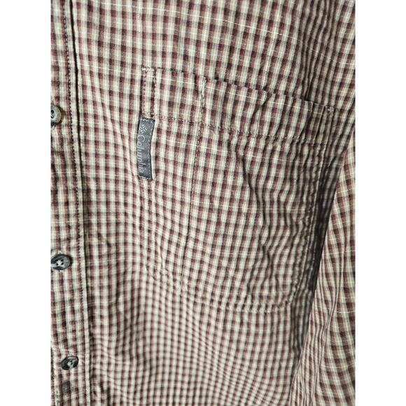 Columbia Mens X-Large Brown Nylon Long Sleeve Chest Pocket Hike Fish - Picture 4 of 13